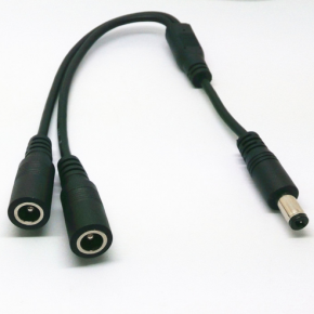 PVC Insulation DC5521 Male 1 to Female 2 Y Splitter Connector DC Power Cable