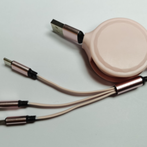 3 In 1 USB Retractable charge cable（USB male to Micro usb/Type-C USB/Lightning）